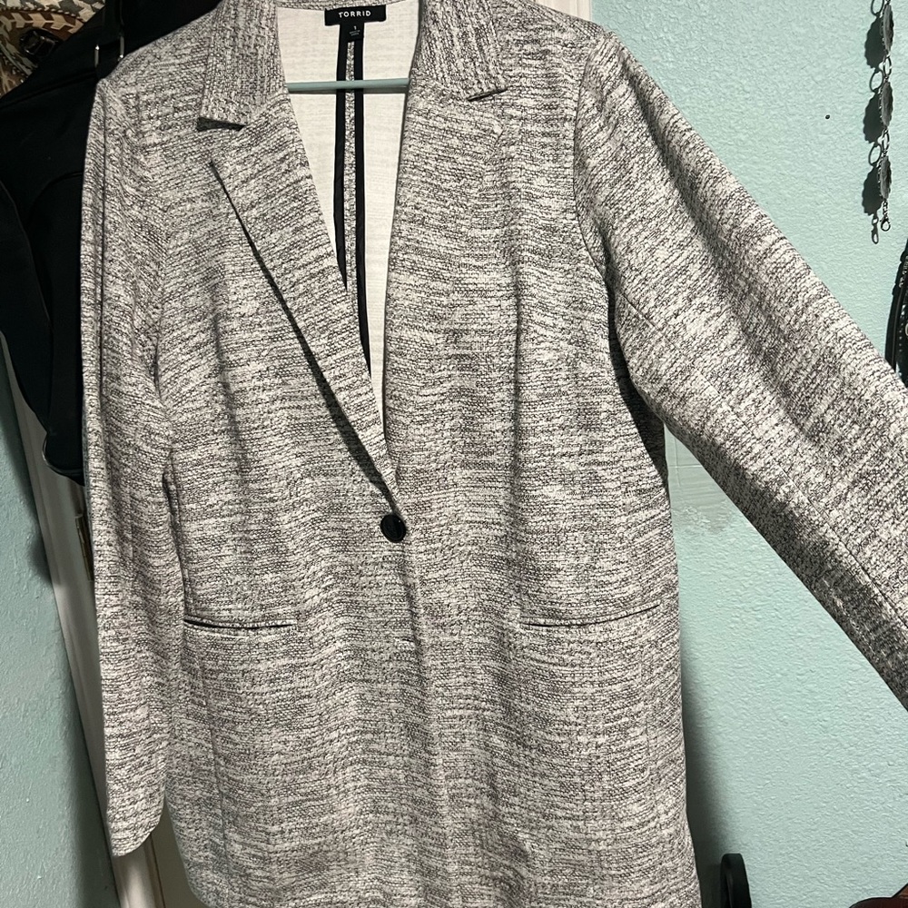 Torrid Light Gray Boyfriend Blazer Womens 1
